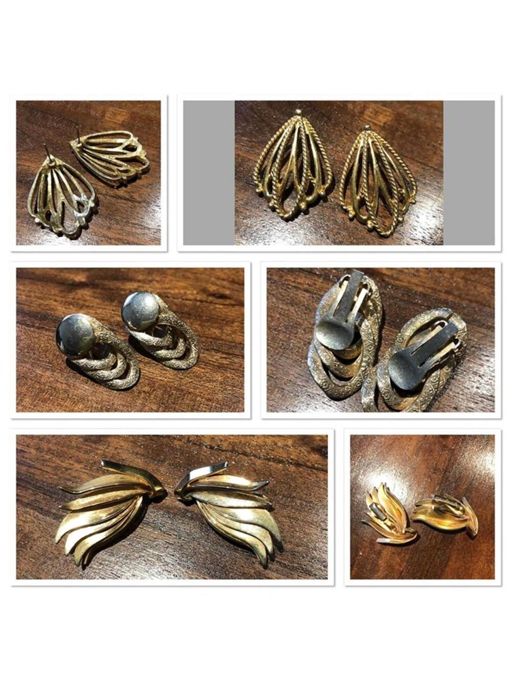 3 pairs of Vintage gold plated earrings, measures between 1.25”-1.5”